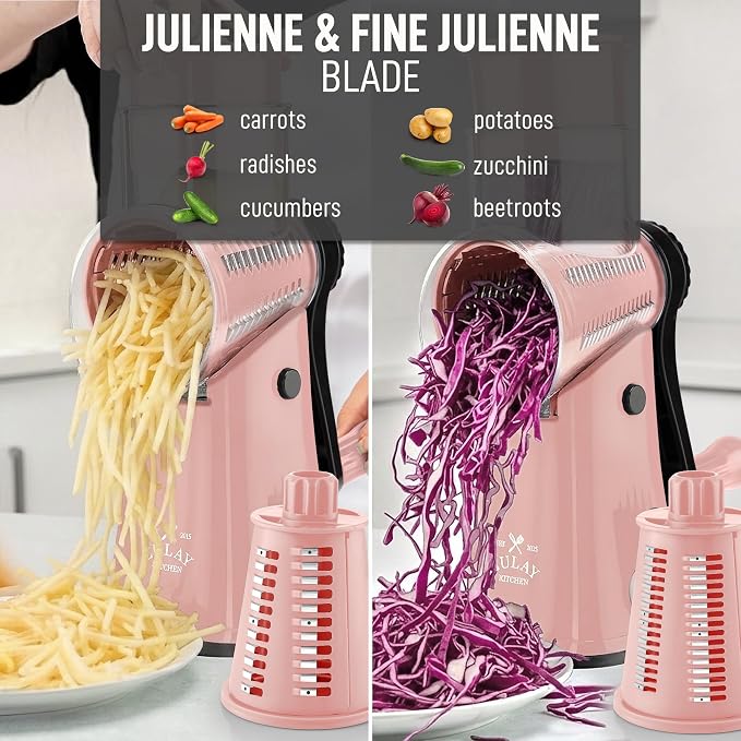 Zulay Kitchen Rotary Cheese Grater 5 Blade Cheese Shredder - Image 6