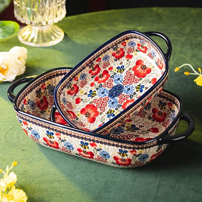 Baking Dish Ceramic Baking Pan Blue Casserole Dish Porcelain rectangular Baking - Image 3