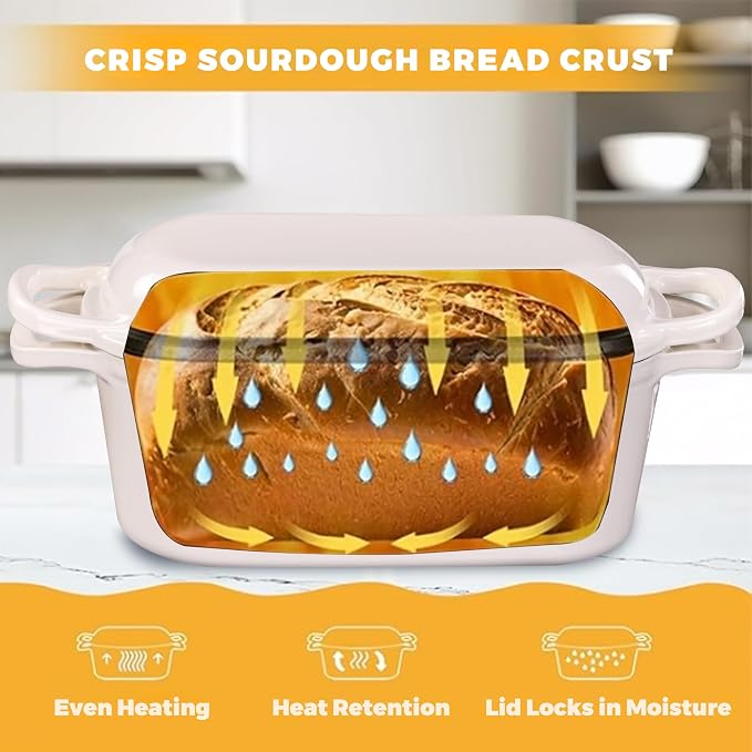 4.6 Quart Dutch Oven for Sourdough Bread Baking, Combo Oval Enameled Cast Iron - Image 4