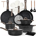 Pots and Pans Set Nonstick 22 Pcs, Ceramic cookware set Non-Toxic Coating Inky by useluck