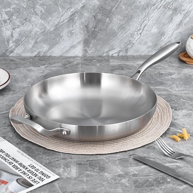 LOLYKITCH 14 Inch Tri-ply Stainless Steel Frying Pan - Image 7