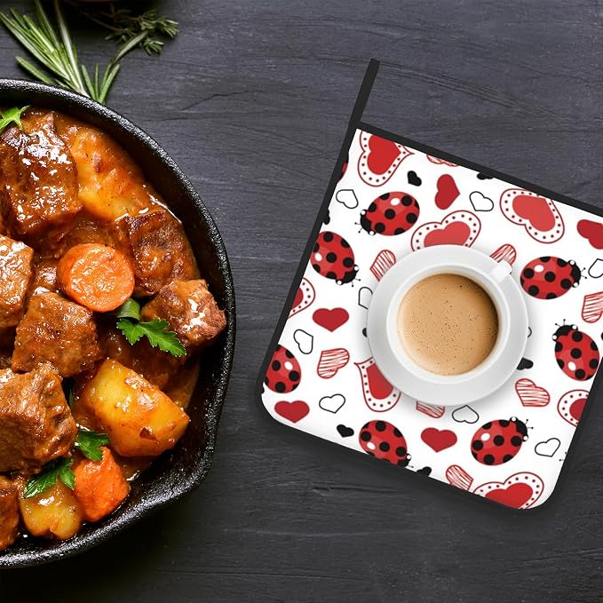 Ladybugs Hearts Pot Holder Set of 2, Heat Resistant Potholders Oven Hot Pads - Image 5