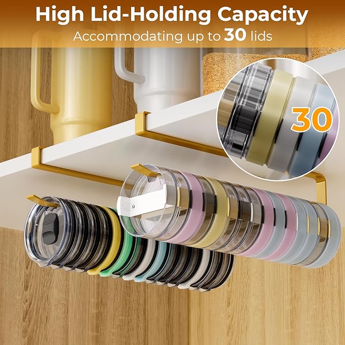 2 PCS Tumbler Lid Organizers, Ample Lid Capacity Up to 30 Lids, No Adhesive No - Image 2