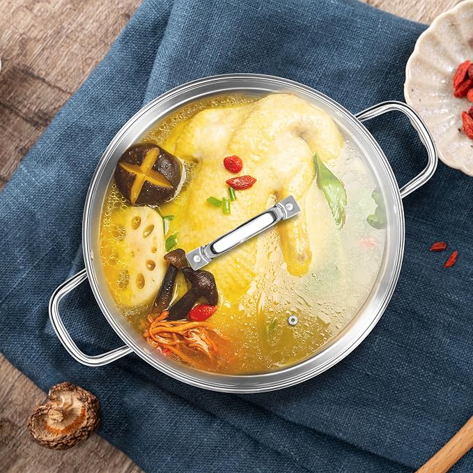 Homikit Large Stock Pot 14 Quart, Stainless Steel Chicken Soup Pot - Image 7