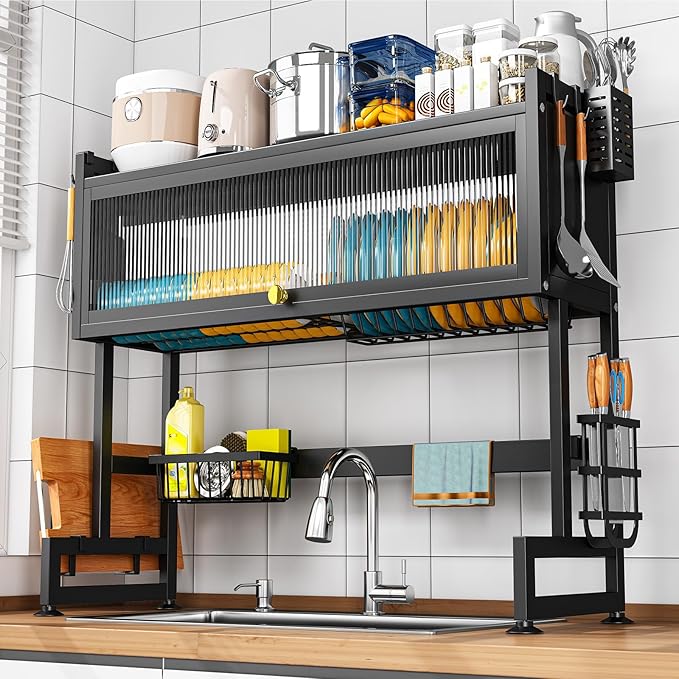 SNSLXH  2-Tier Over The Sink Dish Drying Rack, 33.66"×31.1"×11.81" by SNSLXH