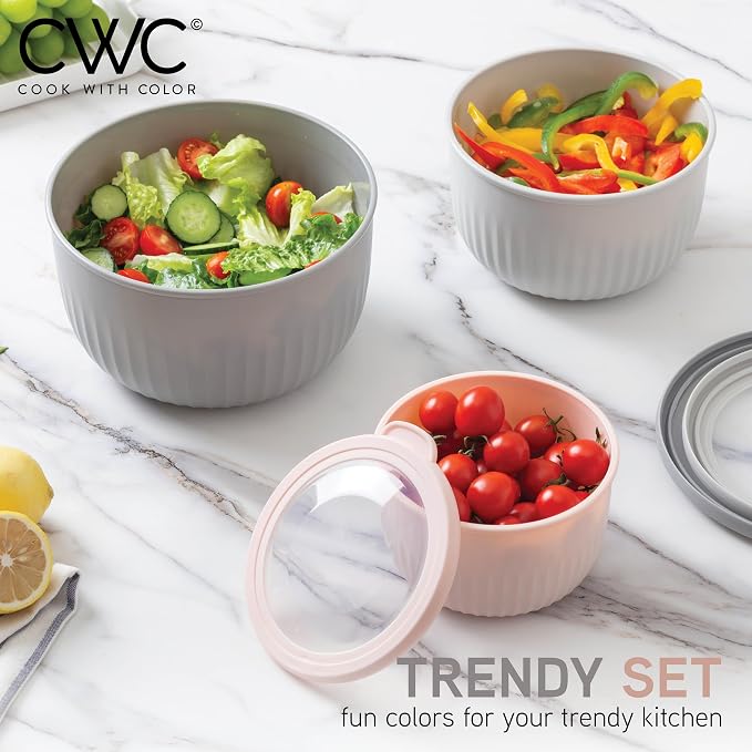 COOK WITH COLOR Prep Bowls with Lids- Wide and Deep Nesting Plastic Small - Image 2