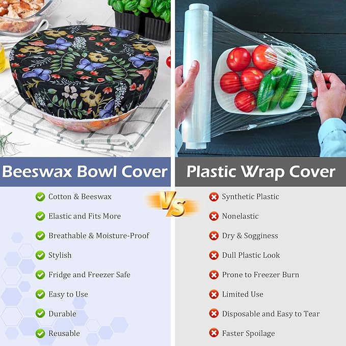 5-Size Reusable Beeswax Bowl Covers - Image 7