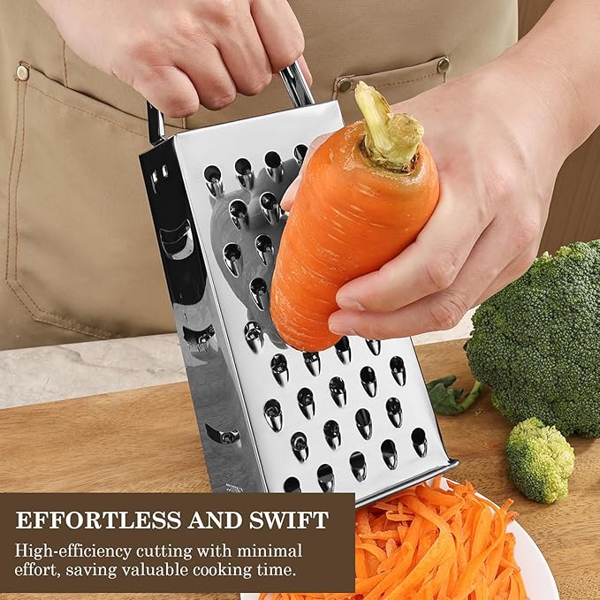 Stainless Steel Vegetable Grater, 4-Sided Portable Metal Grater, Cheese Grater - Image 6