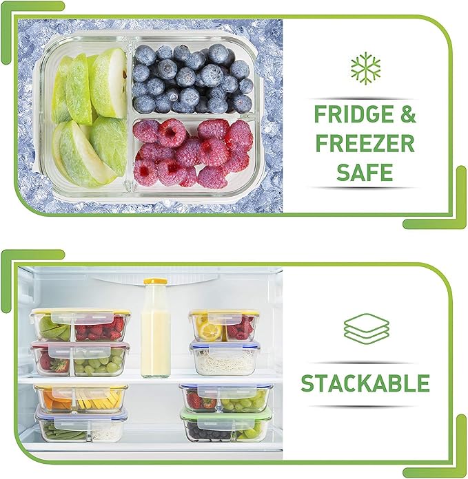 PrepNaturals 4 Pack 34 Oz Glass Meal Prep Containers - Image 9