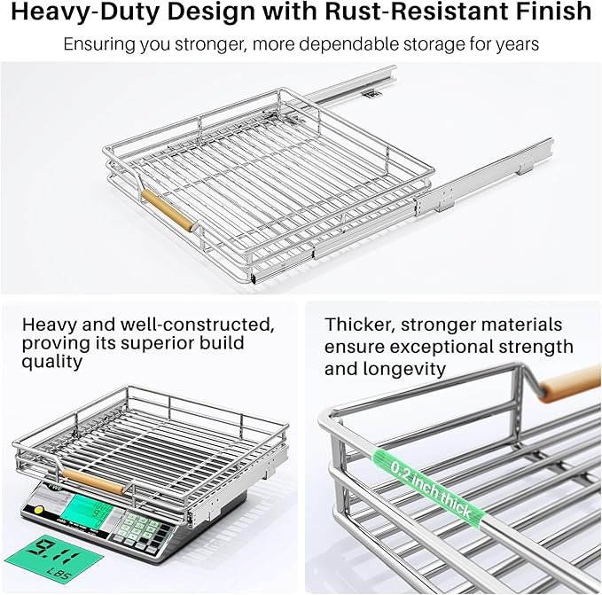 Pull out Cabinet Organizer, Heavy Duty Smooth Sliding Under Cabinet Shelves - Image 5