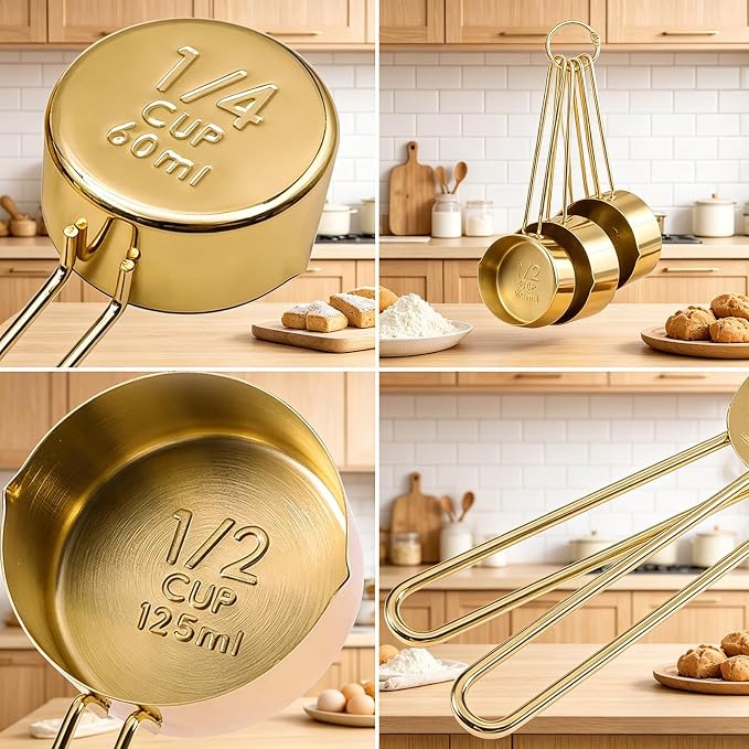 4pcs Stainless Steel Measuring Cups Set Kitchen Accessories Baking Tea Coffee - Image 5