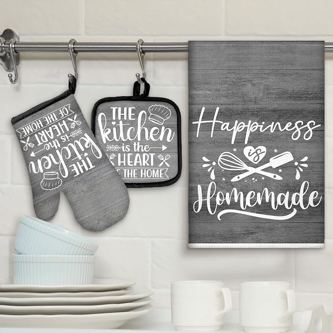 Sratte 6 Pcs Kitchen Decor Accessories Set Farmhouse Towels Pot Holders Oven - Image 2
