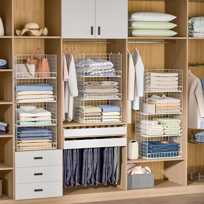 Yociyoga 4-Tier Stackable Closet Organizers and Storage Basket, Foldable Closet - Image 5