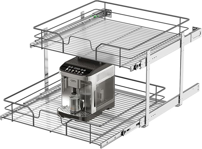 2-Tier Pull Out Cabinet Organizer, Soft Close Cabinet Slide Out Shelves by livethewayyoulike