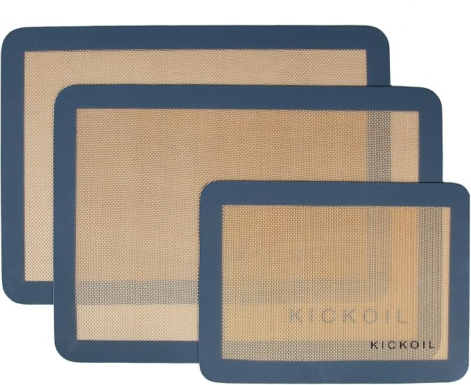 Silicone Baking Mat Large 3 Pack-2 Half Sheets+1 Small Quarter Sheet, Reusable by KICKOIL