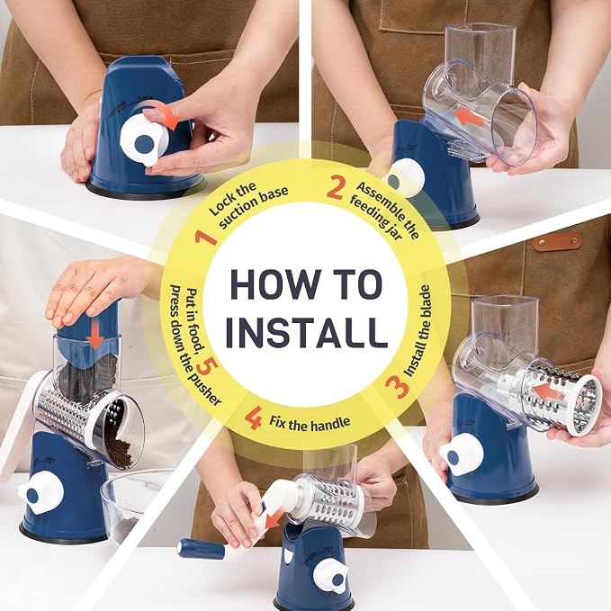 Cheese Grater Hand Crank, Rotary Cheese Shredder - Image 9