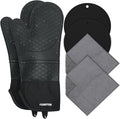 Silicone Oven Mitts 15'' Heat Resistant Flexible Oven Glove Set Hot Mitts by FORATER