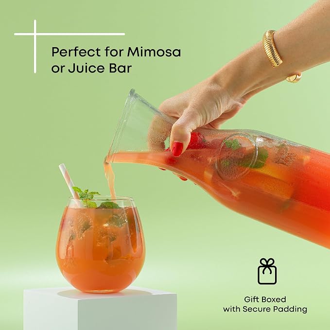 JoyJolt Glass Carafe with Lid, Iced Tea, Milk – Dishwasher Safe Beverage Drink - Image 5