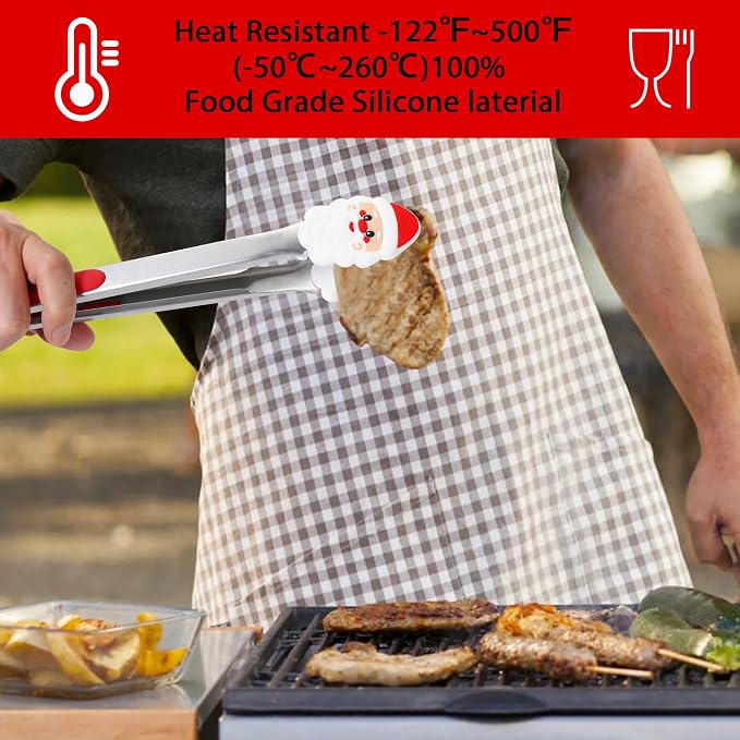 Kitchen Tongs, Premium Stainless Steel, Food-Grade Silicone Tips - Image 4