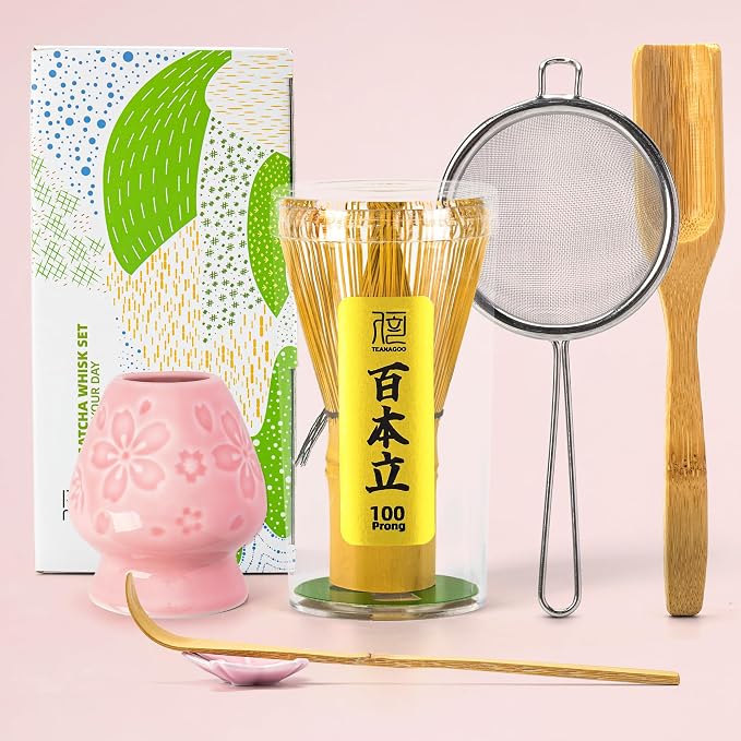TEANAGOO Matcha Whisk Set, 6-PCS Traditional Starter Set, 100 Prongs Whisk by TEANAGOO