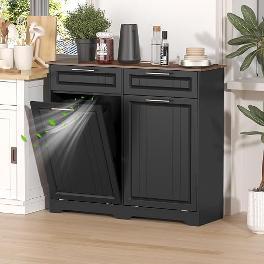Double 10 Gallon Tilt Out Trash Can Cabinet - Image 9