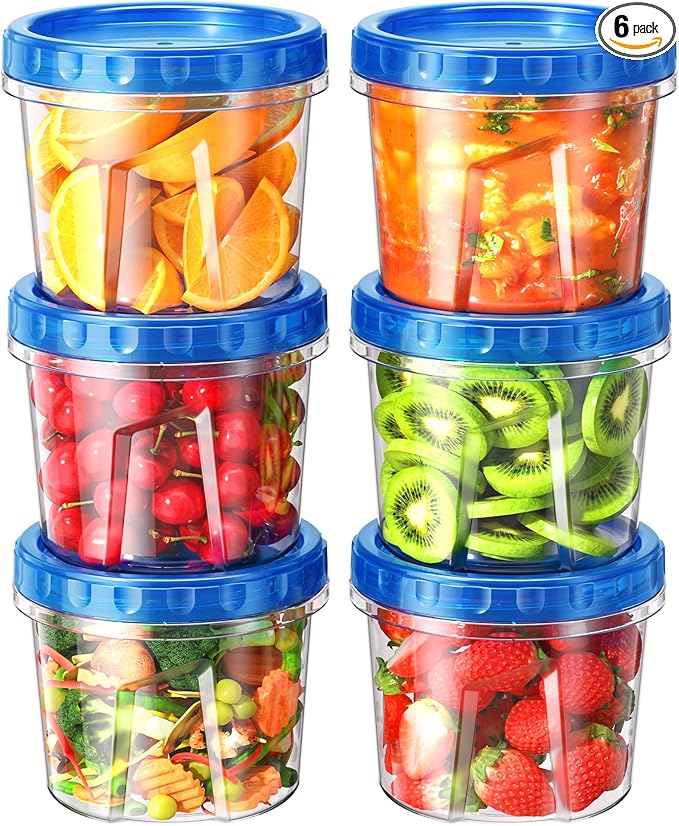 BiuLeon 6 Pack-24 oz Freezer Storage Containers, Plastic Food Storage Containers by Unknown