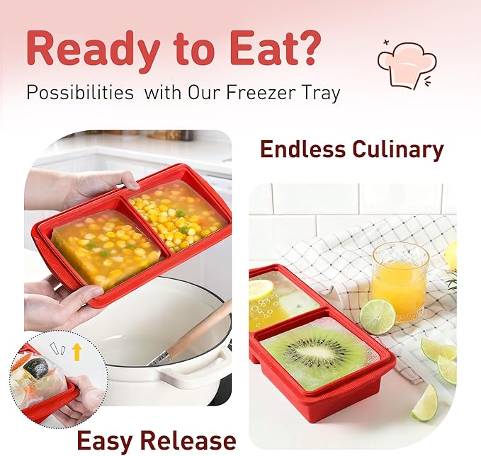 Silicone Freezer Tray with Lid Soup Freezer Container Molds with Steel - Image 5