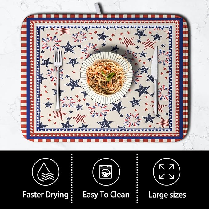Happy 4th of July Patriotic Dish Drying Mat 18 x 24 Inch US Independence Day - Image 4