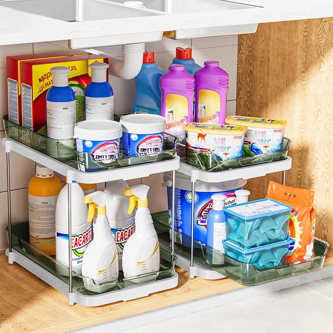 Delamu 2-Tier Multi-Purpose Bathroom Under Sink Organizers and Storage - Image 5