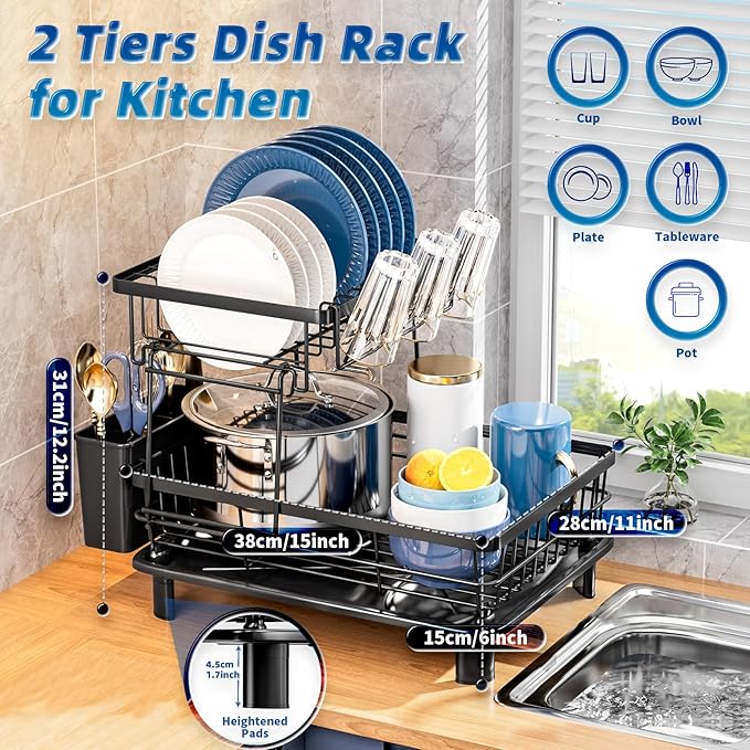 GAOKASE Dish Drying Rack, Stainless Steel-Dish Rack, Dish Racks - Image 2
