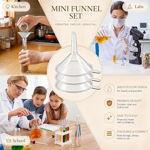 Hoolerry 50 Pcs Small Funnel for Filling Small Bottles Clear Plastic Mini - Image 7