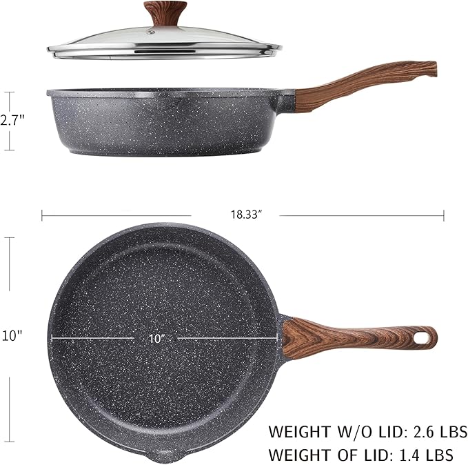 SENSARTE Nonstick Skillet, Deep Frying Pan 10/11/12-inch, Saute Pan - Image 5