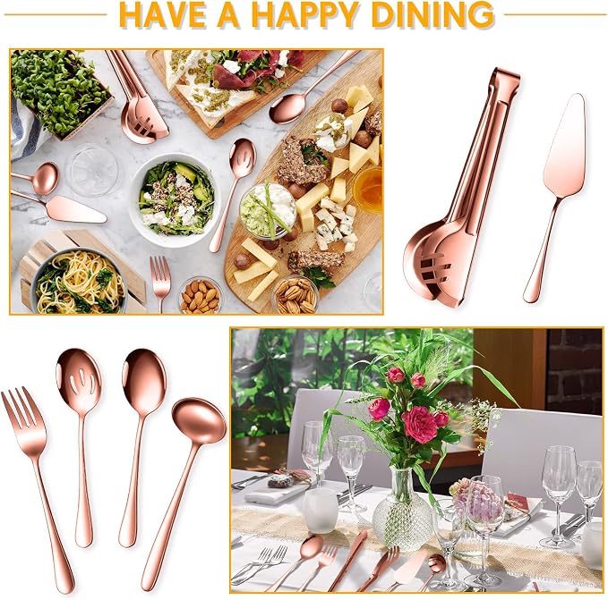 Patelai Serving Utensils Set Include Stainless Steel Large Spoons Slotted - Image 5