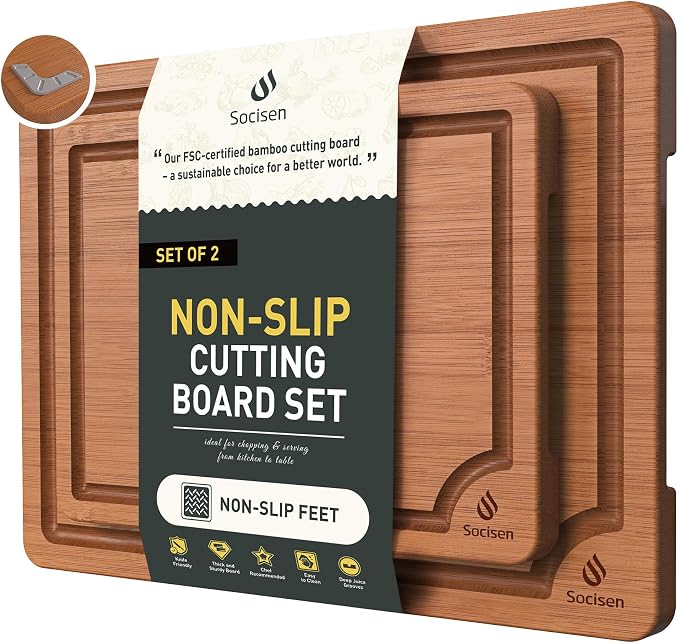 Bamboo Cutting Board Set Non Slip Feet Over Sink Day Gifts Best Mama Mommy by Socisen