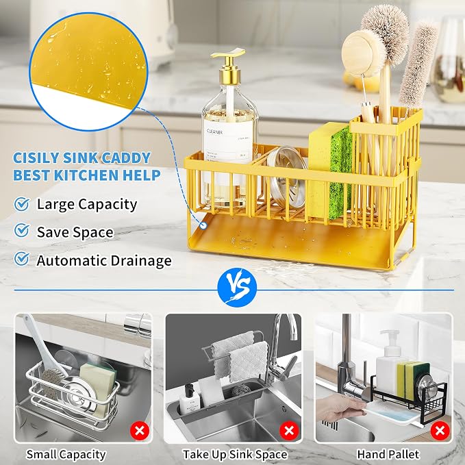 Cisily Lemon Yellow Sink Caddy Organzier - Image 4