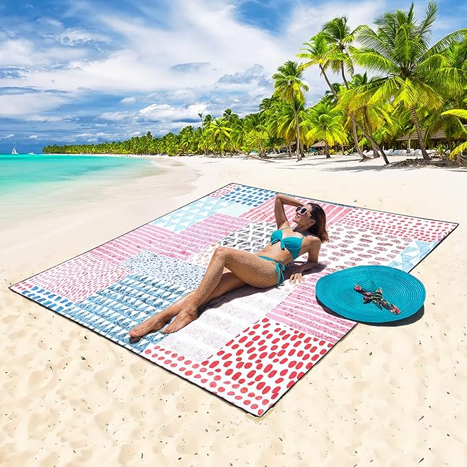 HIHOHO Beach Blanket Waterproof Sandproof Extra Large Beach Mat 79" X - Image 4