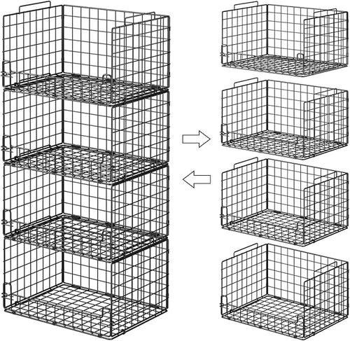 4-Tier Stackable Closet Organizers and Storage Basket by Unknown