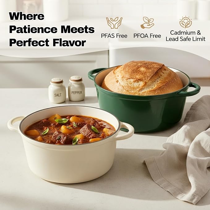 4.5 Quart Dutch Oven Pot with Lid, Non Stick Enameled Cast Iron Dutch Oven - Image 2