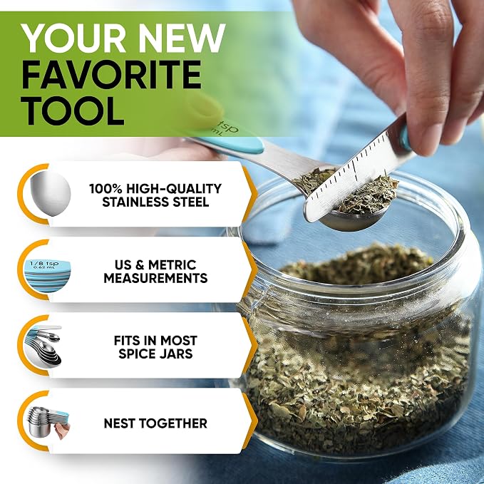 Spring Chef Magnetic Measuring Cups & Spoons Set, Strong Magnets, Heavy Duty - Image 5