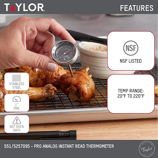 Taylor Pro Series Analog Instant Read Thermometer, Temperature Monitoring: 120F - Image 2