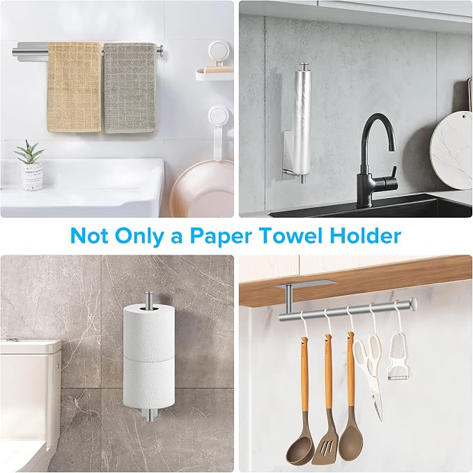 2nd Gen Paper Towel Holder Under Cabinet No Drilling, Self Adhesive or Drilling - Image 7