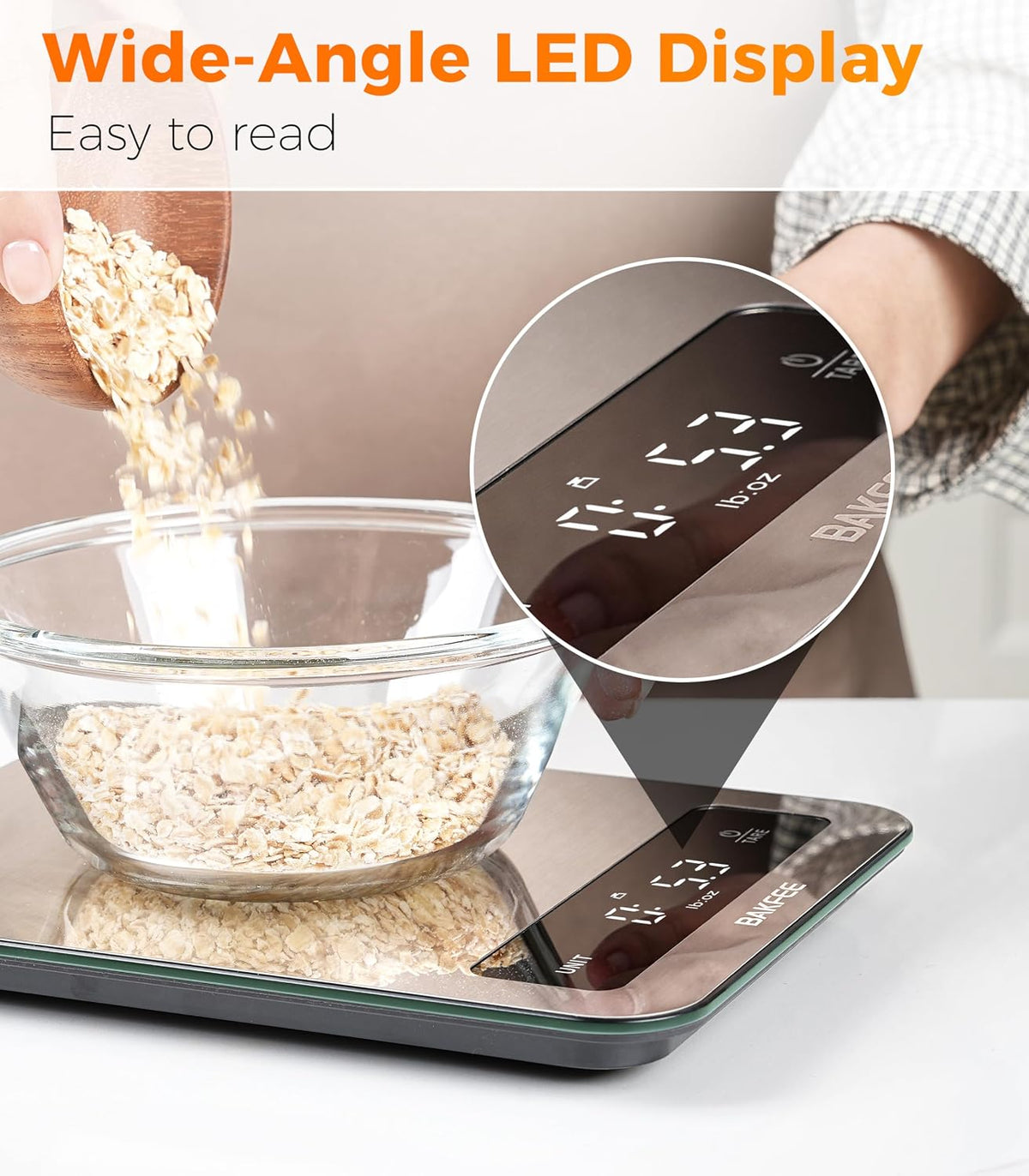 22lb Food Scale for Kitchen, IP67 Waterproof, USB-C Charging, Black