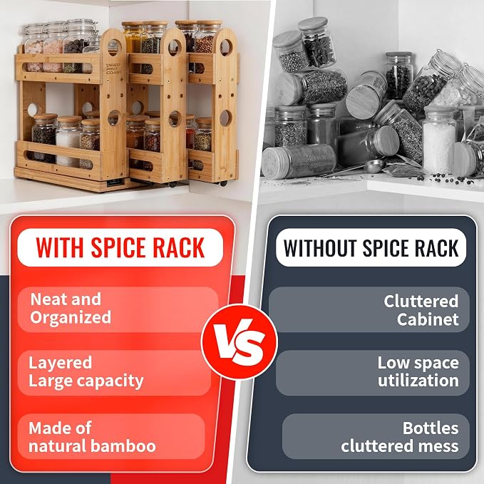 Pull Out Spice Rack Organizer for Cabinet Wide Slide Out Seasoning Rack Fits - Image 3