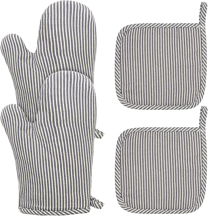 4 Pcs Oven Mitts and Pot Holders Heat Resistant Oven Mitts Sets Non Slip Oven by Unknown