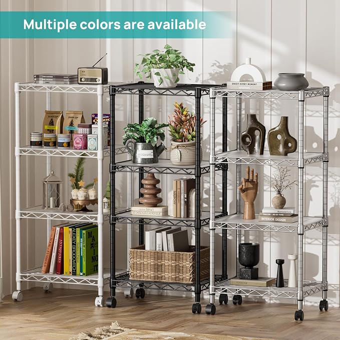 SINGAYE 4 Small Shelves Storage Shelf Wire Shelving Unit Metal Shelf Adjustable - Image 7