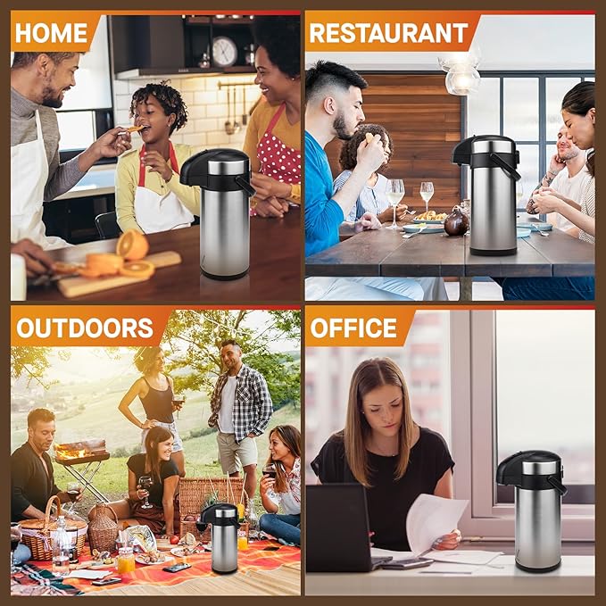VONDIOR Airpot Coffee Dispenser - 169 Oz Insulated Stainless Steel Coffee - Image 7
