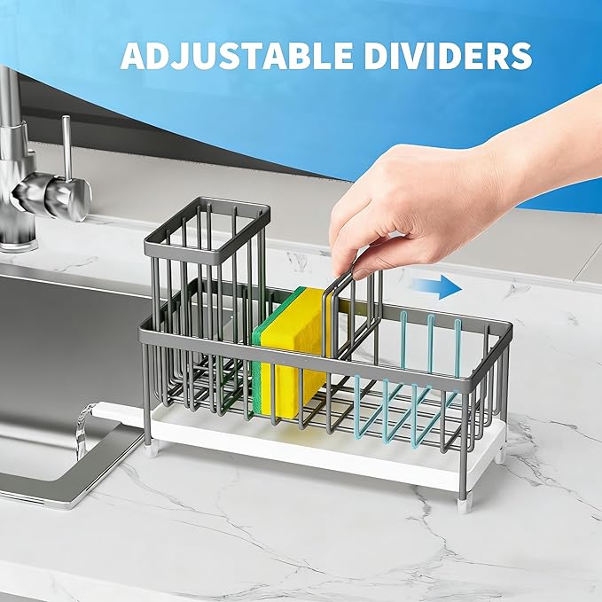 Cisily Sponge Holder for Kitchen Sink, Sink Caddy Organizer - Image 4