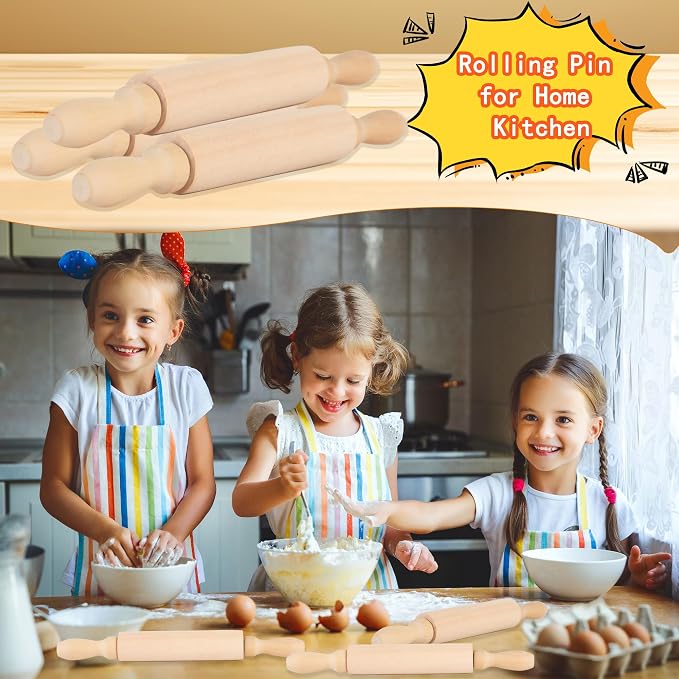 16 Pcs 8 Inch Mini Wooden Rolling Pins Small Wood Rolling Pin Wooden Roller - Image 7