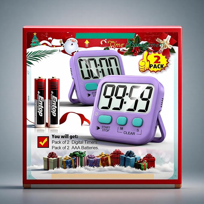 Antonki 2 Pack Digital Timer for Kids, Magnetic Countdown Kitchen Timers for - Image 9