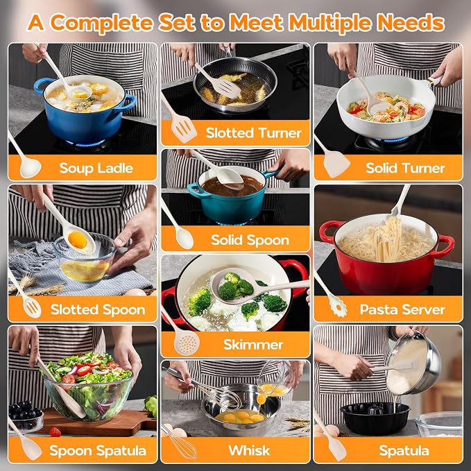 Onader Kitchen Cooking Utensils Set, Heat Resistant & Nonstick Cookware Friendly - Image 7